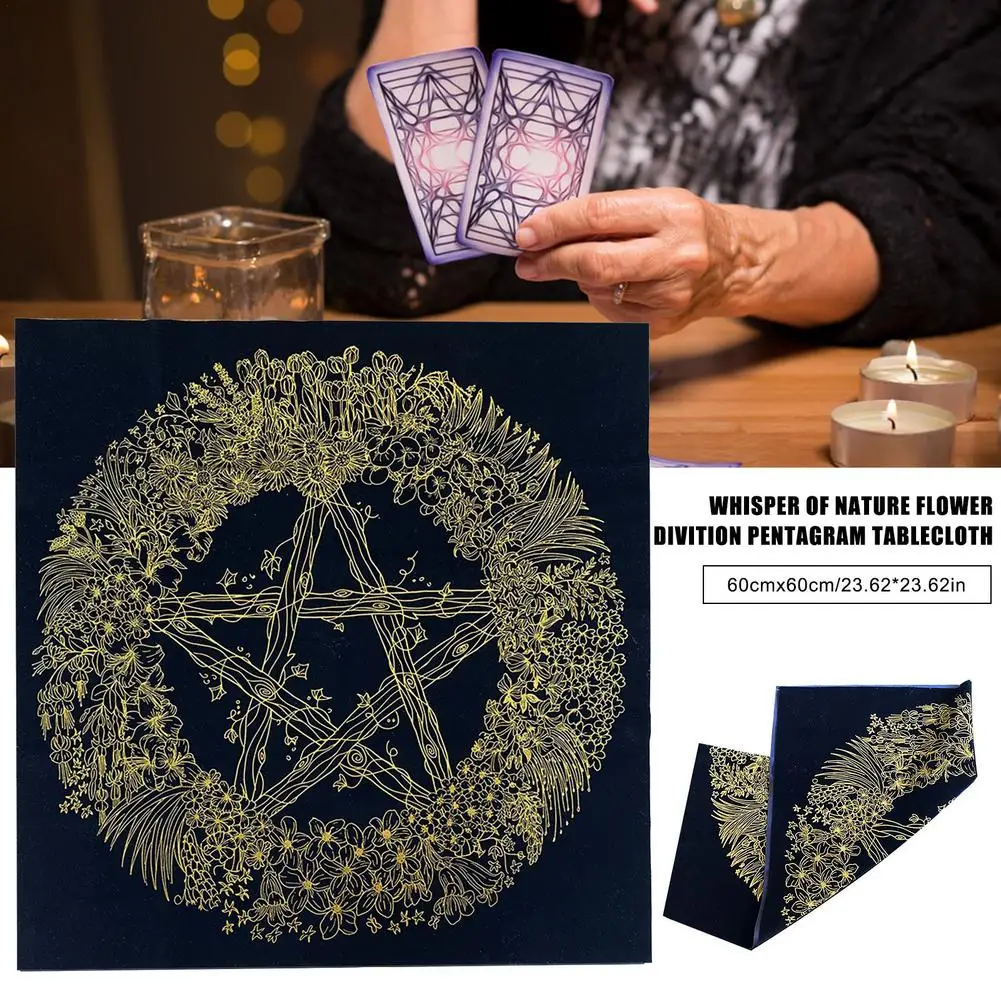 

60X60cm Tarot Card Tablecloth Astrology Divination Altar Velvet Cloth Board Games Tarot Cards Mat Pad Whisper Of Nature Flower