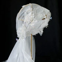 fairy flower veil piece simple wedding shape long headdress boho hair accessories