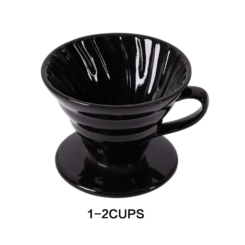 V60 стильная кофейная капельная чашка с фильтром, Перманентная наполняемая кофеварка с отдельной подставкой, керамическая кофейная капельница с двигателем - Цвет: Black 1-2cup