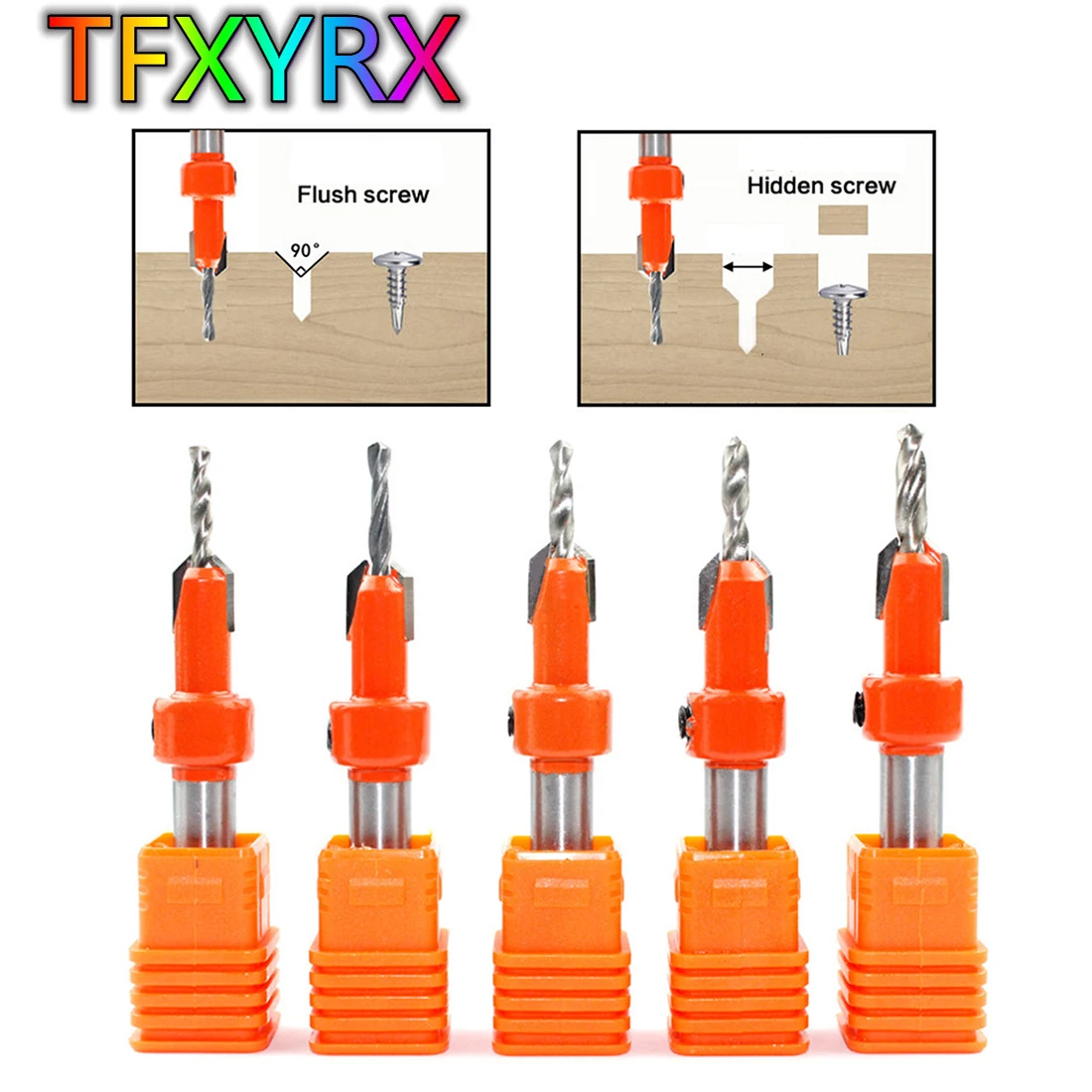 

5pcs 8mm Shank HSS Woodwork Countersink Drill Bit Set Screw Extractor Remon Demolition for Wood Drilling Tool Accessory