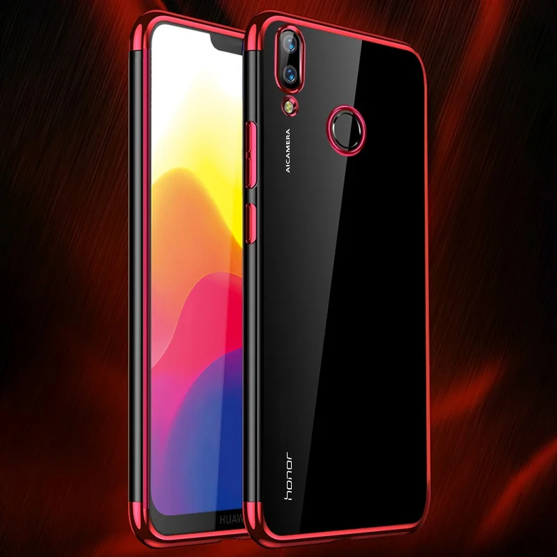 Red Huawei P Smart чехол, прозрачное покрытие, Мягкая силиконовая задняя крышка для huawei P Smart Plus P Smart Z Phone Coque - Цвет: Red