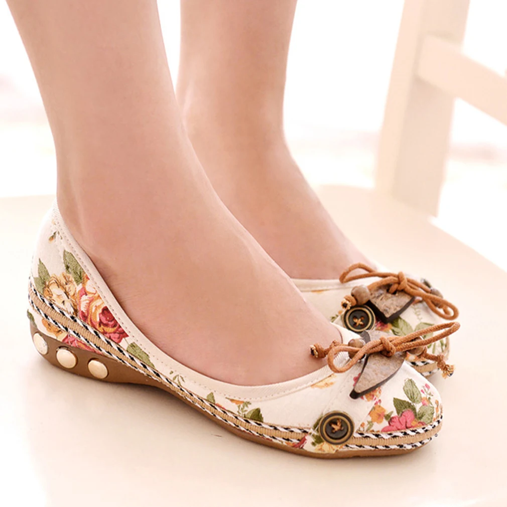 

Vintage Floral Women Flats Moccasins Slip On Cotton Fabric Loafers Shoes Comfortable Ladies Shoes Flat Shoes zapatos mujer 2021