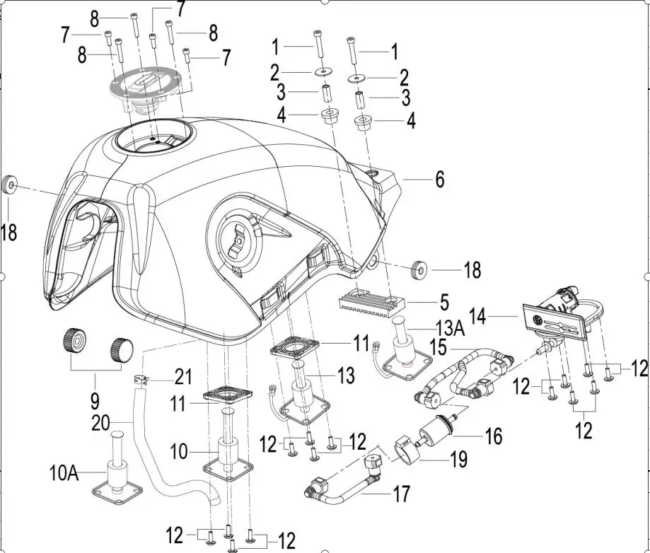 Топливный бак топливный насос датчик крышка топливная трубка страница Бенелли