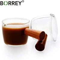 borrey glass cooking milk pot mini milk pan with wooden handle coffee pot gravy boat plate non stick mini pan kitchen accessorie