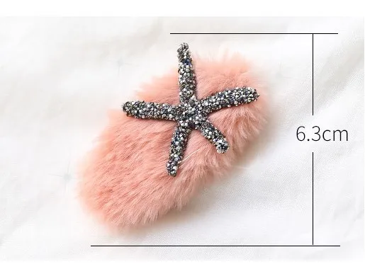 

New Fashion Rhinestone Pearl Plush Starfish Hairpin For Girl Wild Korean Lamb Hair Clip Bangs Clip Hair Clips Headpiece