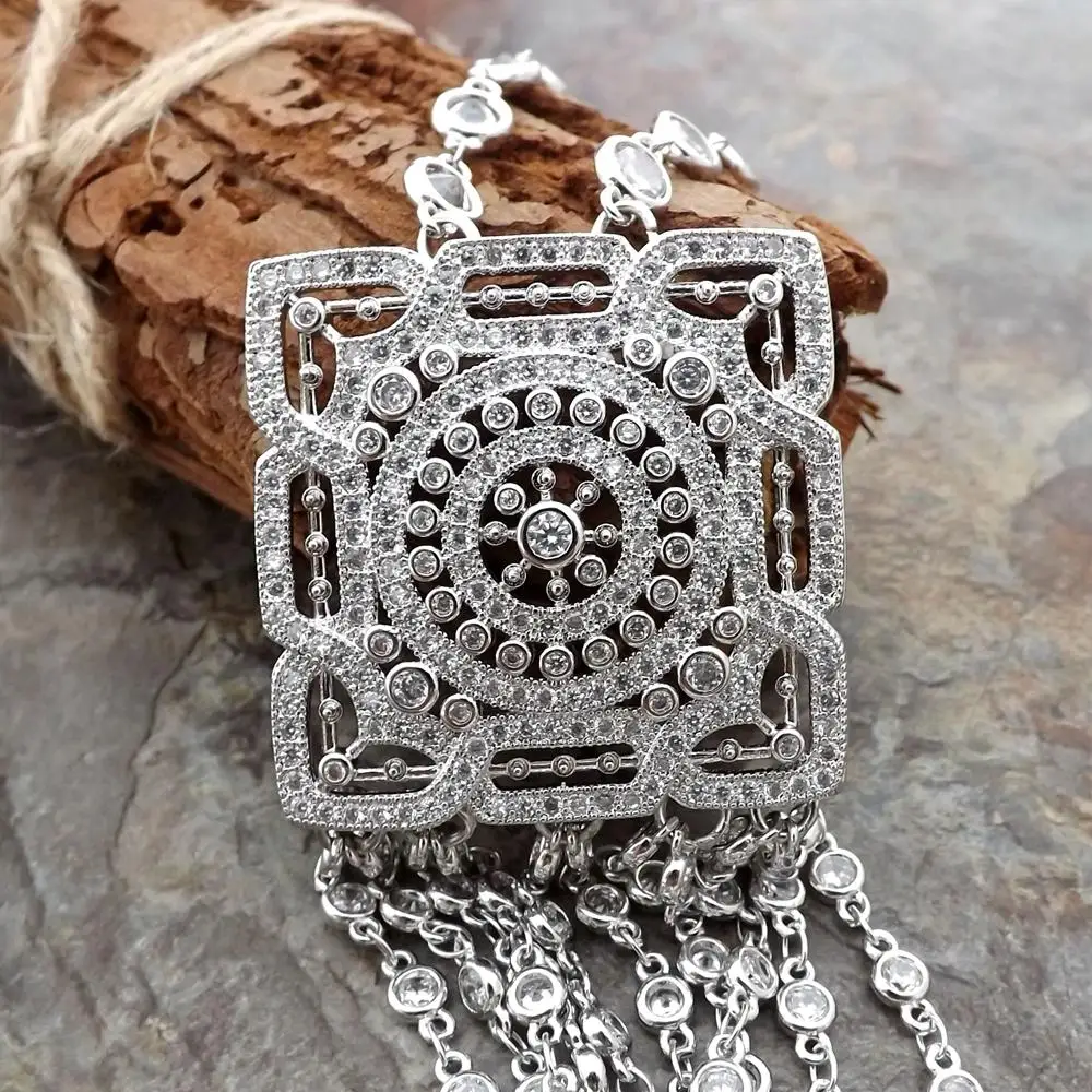 Цепочка с кулоном ожерелье кубическим цирконием Пресноводный Жемчуг белого риса