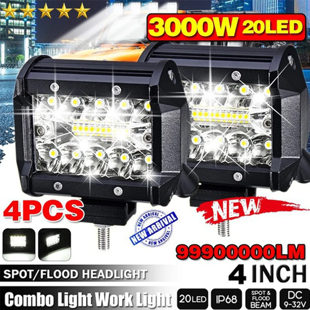 

Car Fog Lights 4 Inch Led Light Bar Offroad Led Work Light Offroad Led Work Lamp Bar Spot Flood Beam Car Spare Parts Light Bar