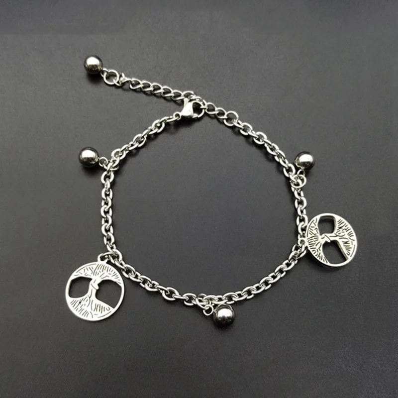 

2019 Tree of Life Stainless Steel Chain Bracelet for Men Woman Silver Color Bracelet Jewelry Colgante Hombre Friendship Jewelry