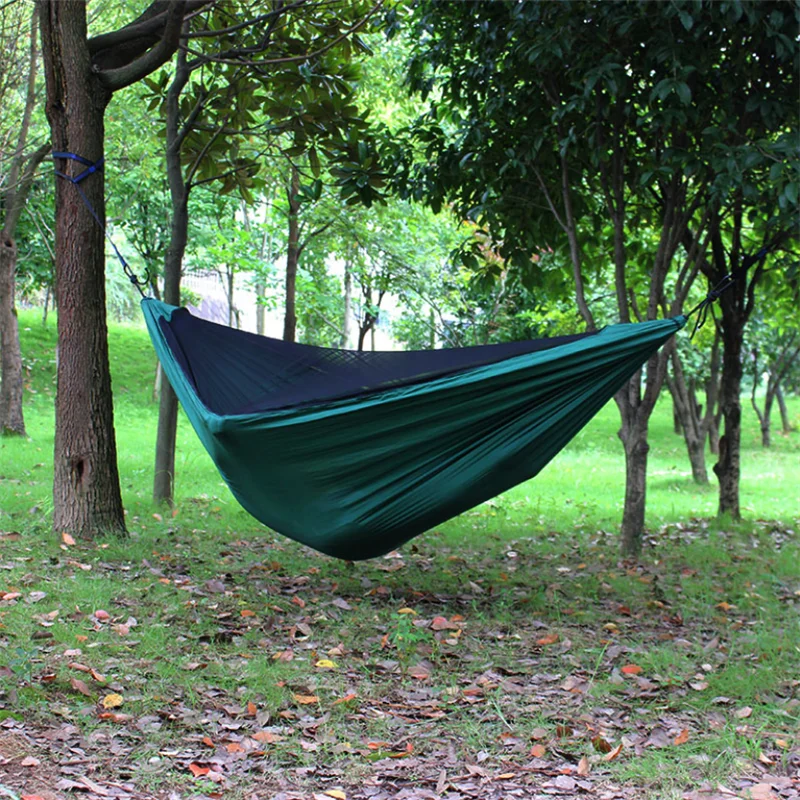 

1-2 Person Portable Outdoor Camping Hammock with Mosquito Net High Strength Parachute Fabric Hanging Bed Hunting Sleeping Swing