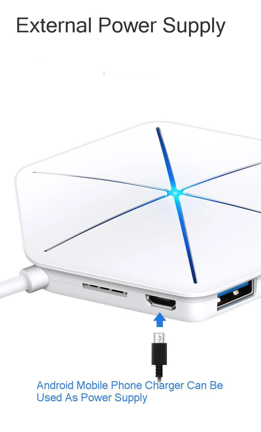 SeenDa USB 3,0 2,0 концентратор с OTG 6 Порты и разъёмы Usb разветвитель с микро Usb Интерфейс SD/устройство для считывания с tf-карт для нескольких устройств рабочего ноутбука