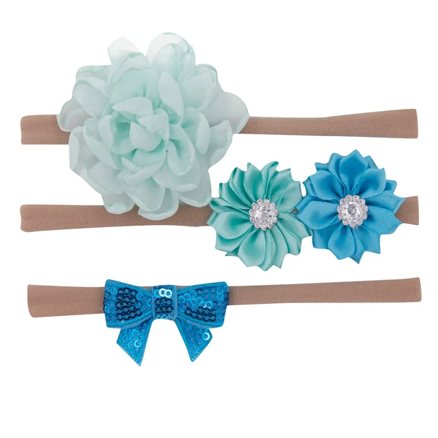 Повязка на голову для маленьких девочек с цветочным принтом 3 шт. эластичная