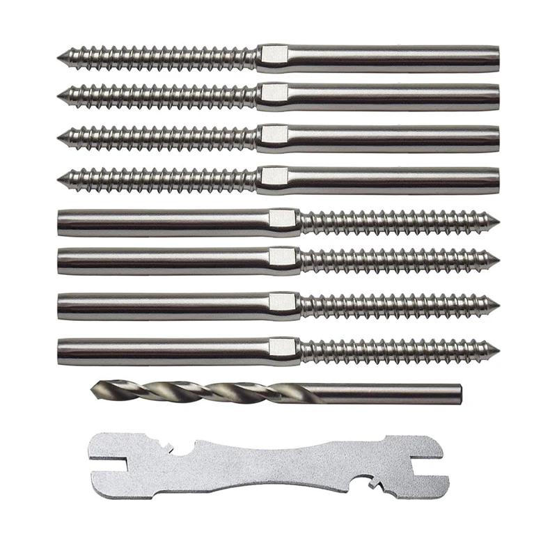 

Фурнитура для кабельных перил T316 из нержавеющей стали 3/16 дюйма, для деревянных стоек, желоба для самостоятельной сборки, винты для левой и правой перил