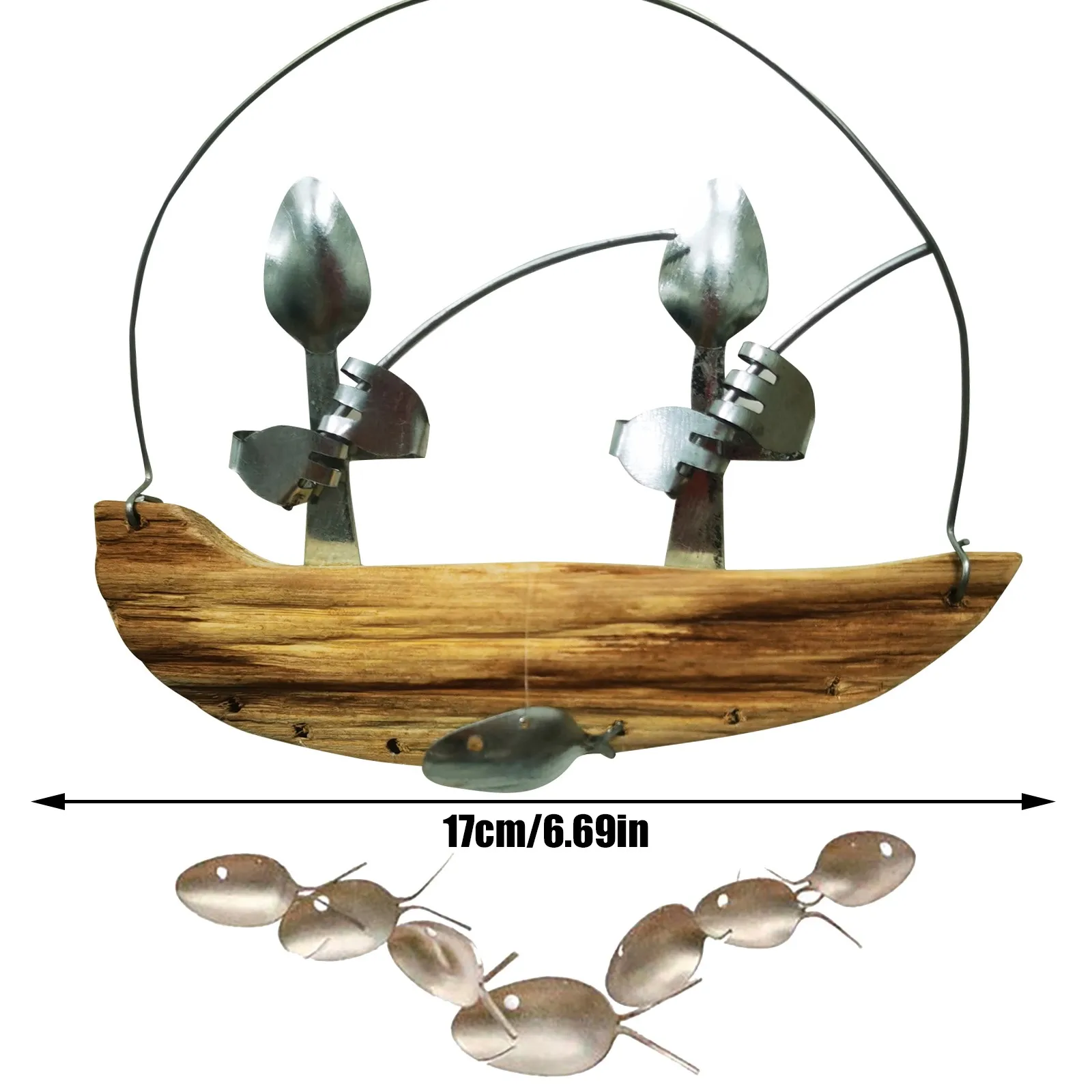 

Fishing Man Spoon Wind Chime Metal Funny Sculptures Indoor Outdoor Hanging Statue Ornaments for Bedroom Window Garden Decor #Z