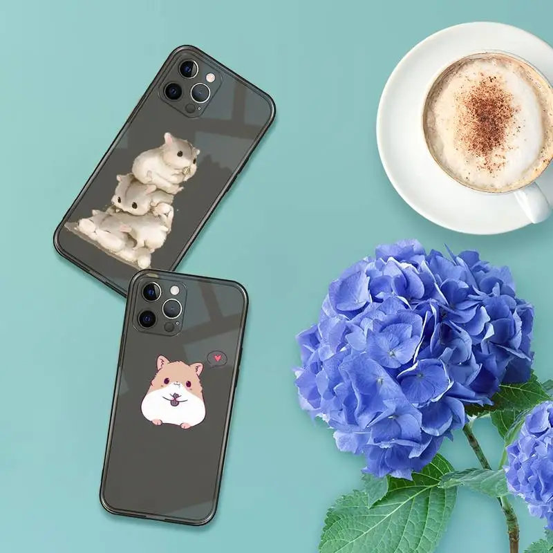 

Hamsters cartoon cute lovely Phone Case For iPhone 7 8 11 12 X XS XR MINI Pro Max Plus Retro Black Grey clear transparent