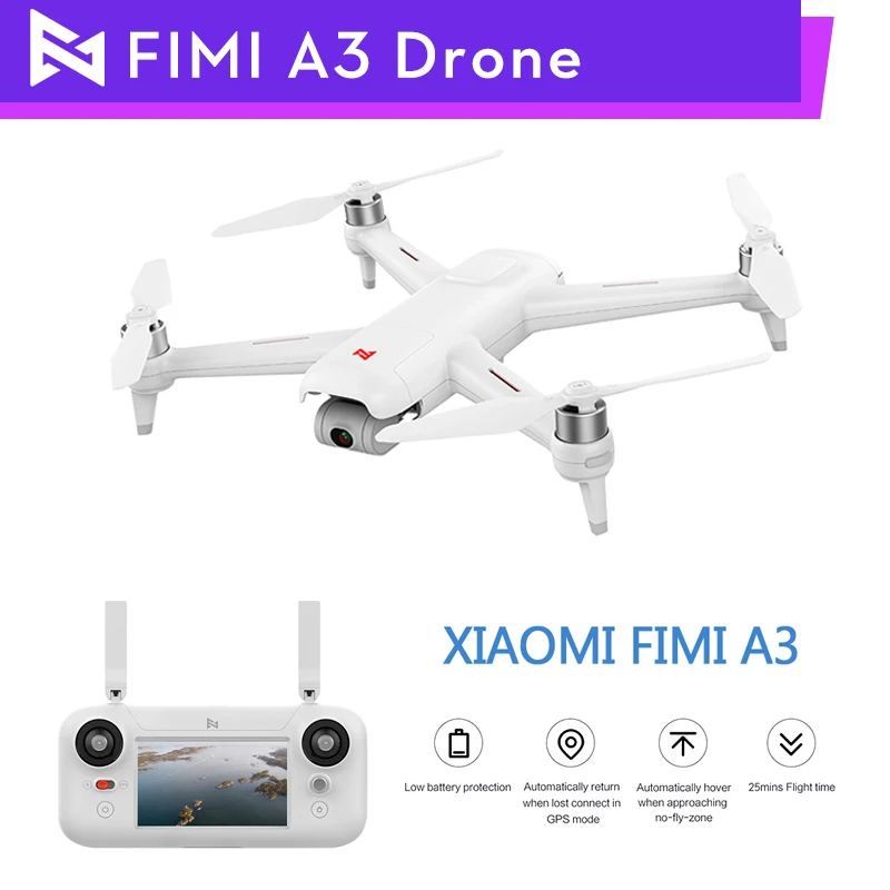 Дрон FIMI A3 Радиоуправляемый 5 8G GPS 1 км FPV с HD 1080P шарнирная камера 2 осевой