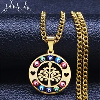 muslim islam heart stainless steel necklace womenmen gold color turkey eye tree of life necklace jewelry collare mujer n5208s05