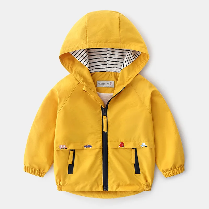 

Boys Spring Autumn Coats Kids Jackets Toddler Hooded Windbreaker With Pocket Children Zipper Outerwear