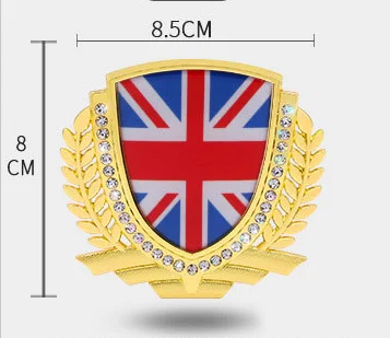 

3D Auto Metal Golden Britain UK Flag Grain Car Emblem Badges Decal Sticker Automobile Accessories