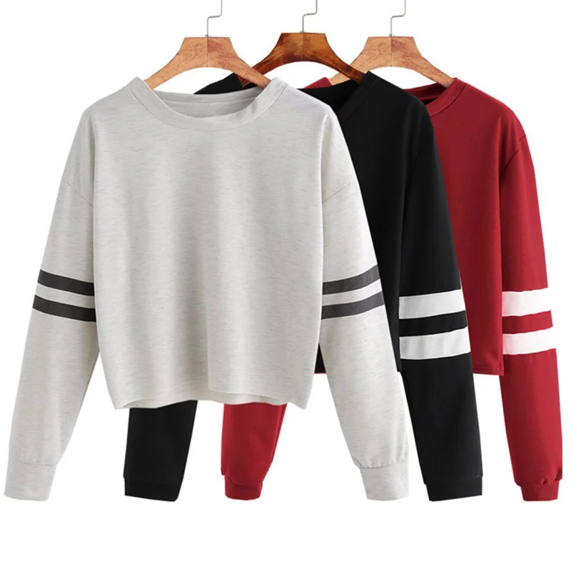 

2019 New Long sleeves Brief Harajuku Girl Light O-neck Pullovers Tops Autumn Woman thin sweatshirt