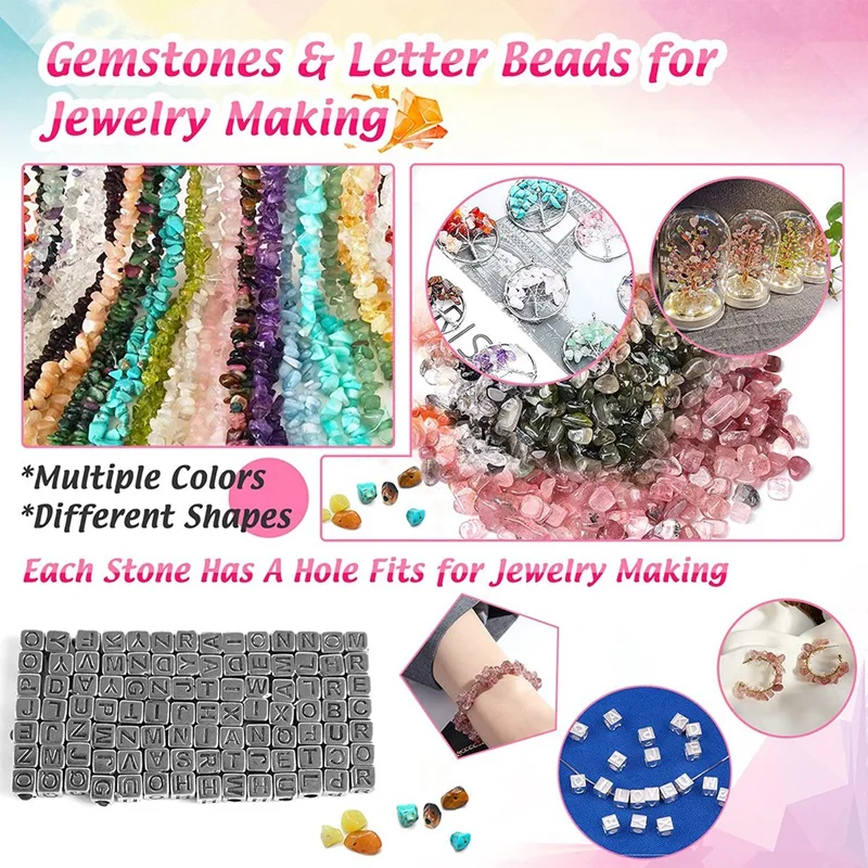 Making Kit Withgemstone DIY Earring Supplies With Letter Beads Friendship Bracelet Pendants Charms For |