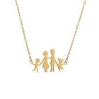 Семейное ожерелье из нержавеющей стали милые фигурки для мамы, папы, дочери и сына, очарование кулон ожерелье цепочка для мамы и дочки, подарки на день рождения