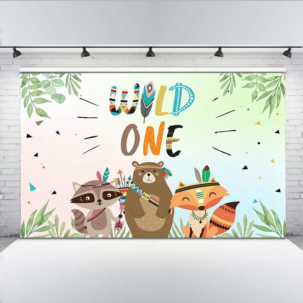 Фон для фотостудии с изображением дикой вечеринки в честь Дня Рождения джунглей
