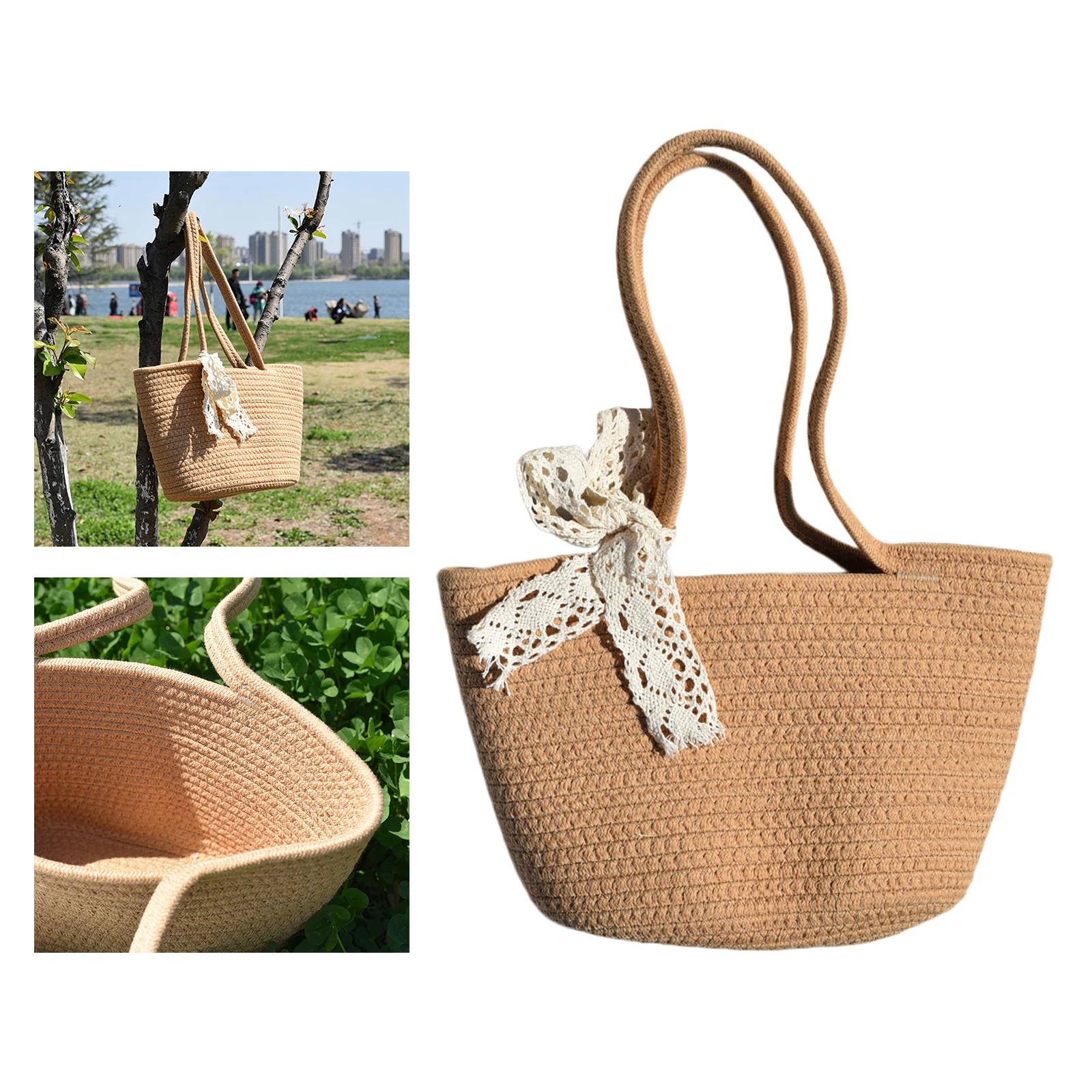 

Cotton Woven Womens Handbag Summer Beach Bag Tote Big Satchel Hobo Ladies