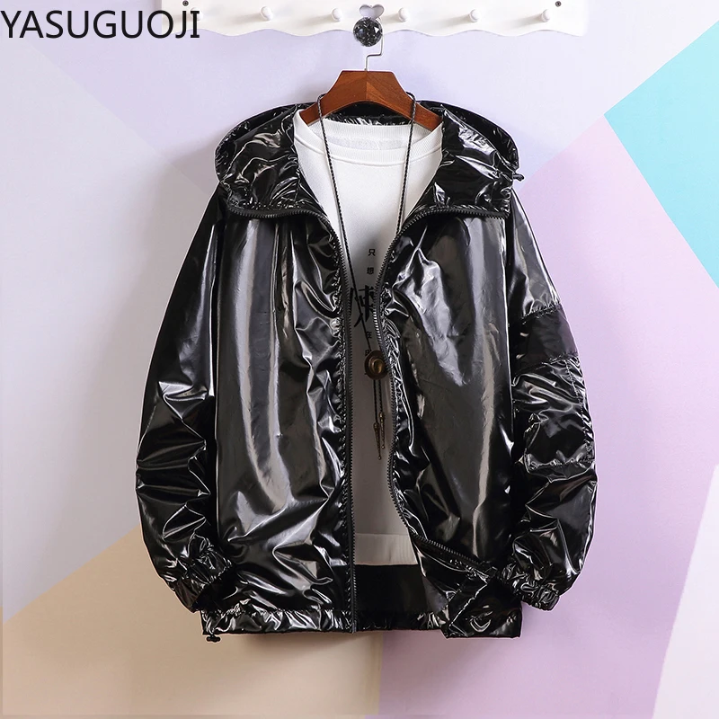 Модная Светоотражающая Мужская Серебристая куртка YASUGUOJI новая весенне-осенняя