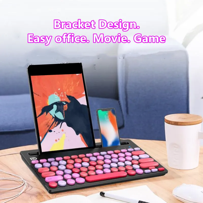 

Mini Keyboard Wireless Bluetooth Wireless 2.4G Dual-mode Girl Pink Keyboard For Ipad Mobile Phone Tablet PC Universal Hot Sale