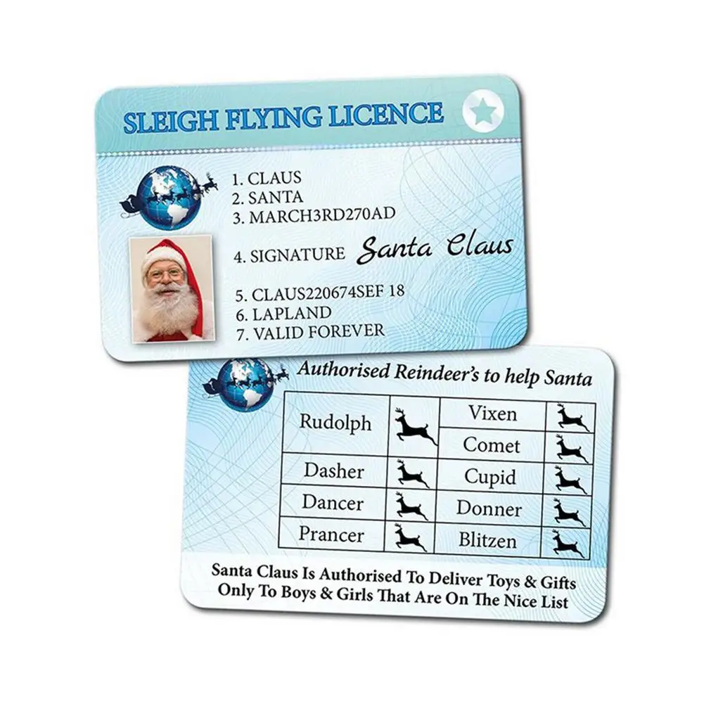 

1/5PCS Santa Claus Flight License Card Christmas Eve Driving Licence Christmas Gift For Children Kids Christmas Tree Decoration