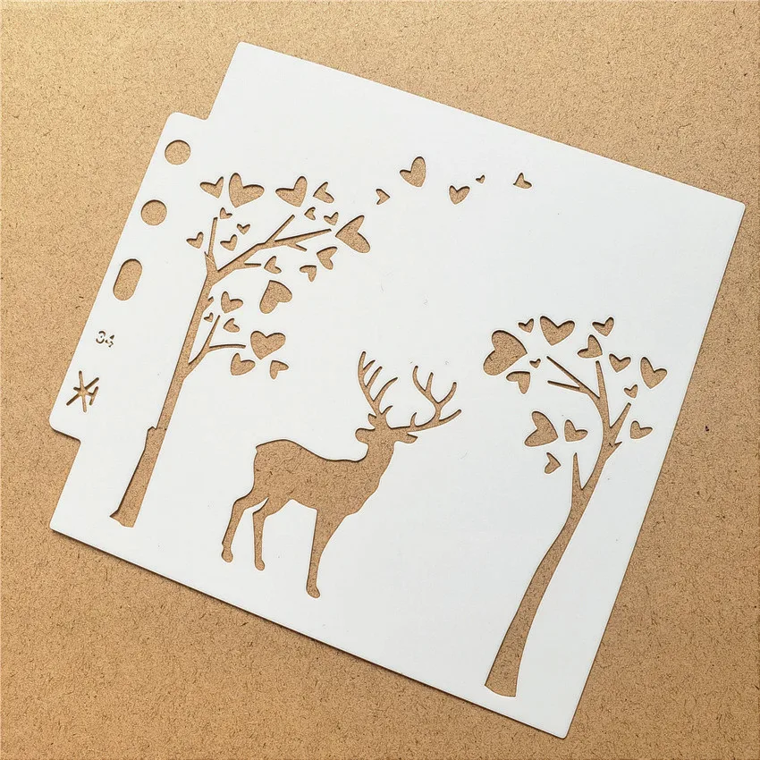 14 1*13 см трафареты для дерева оленя шаблон спрей Пластиковая форма Щит DIY торт