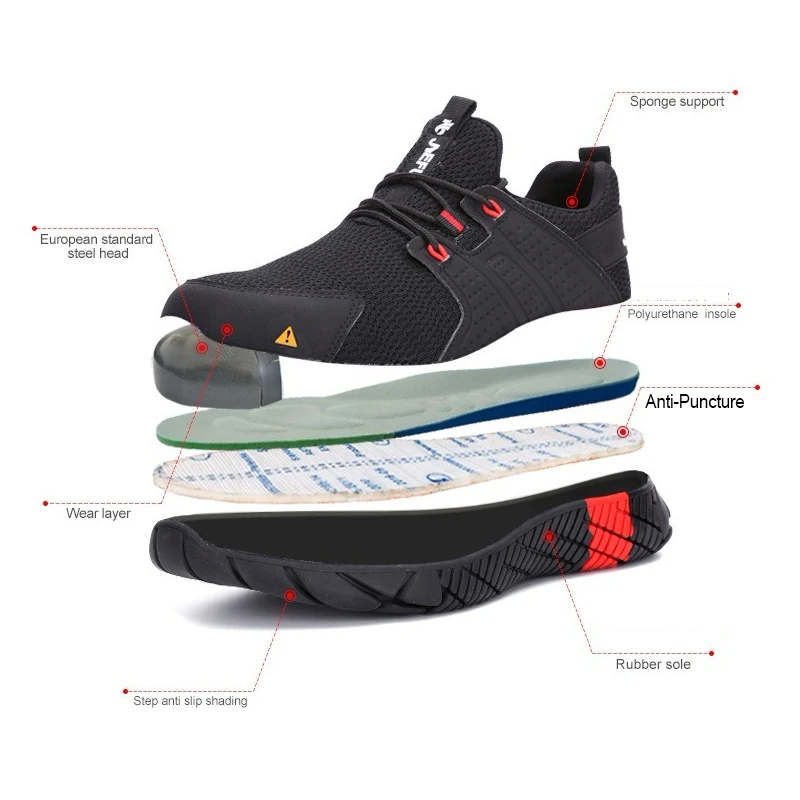 

AtreGo Breathable Lightweight Men Steel Toe Work Safety Shoes Mesh Trainers Casual Hiking Puncture-Proof Work Sneakers