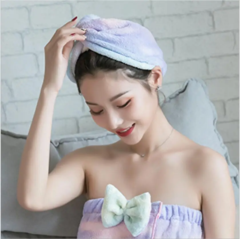 

2021 New Rainbow Dry Hair Towel Female Hair Dryer Hat Cute Quick-drying Absorbent Household Towels