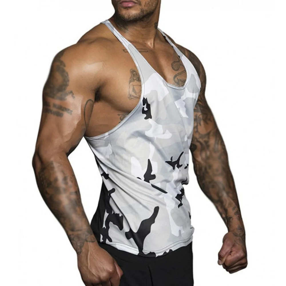 

2021 Fashion Men Sleeveless Slim Gym Tank Top Summer Muscle Bodybuilding Fitness Tee Shirt Sport Tank Men's Clothing Vest