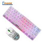 Игровая клавиатура RGB с 61 клавишами, Бесшумная игровая мышь, механическая клавиатура, мышь для компьютера, игрового ПК, ноутбука