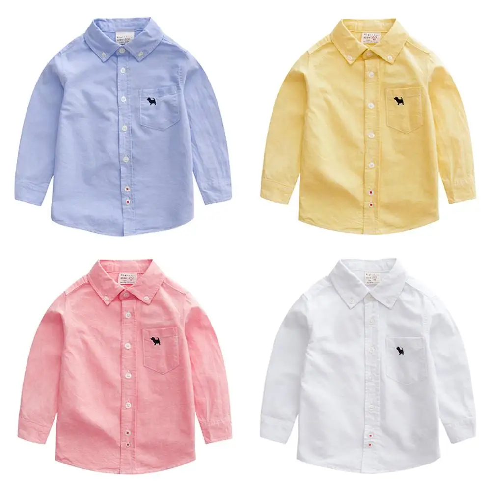 Рубашка с длинными рукавами из чистого хлопка для мальчиков осенняя одежда