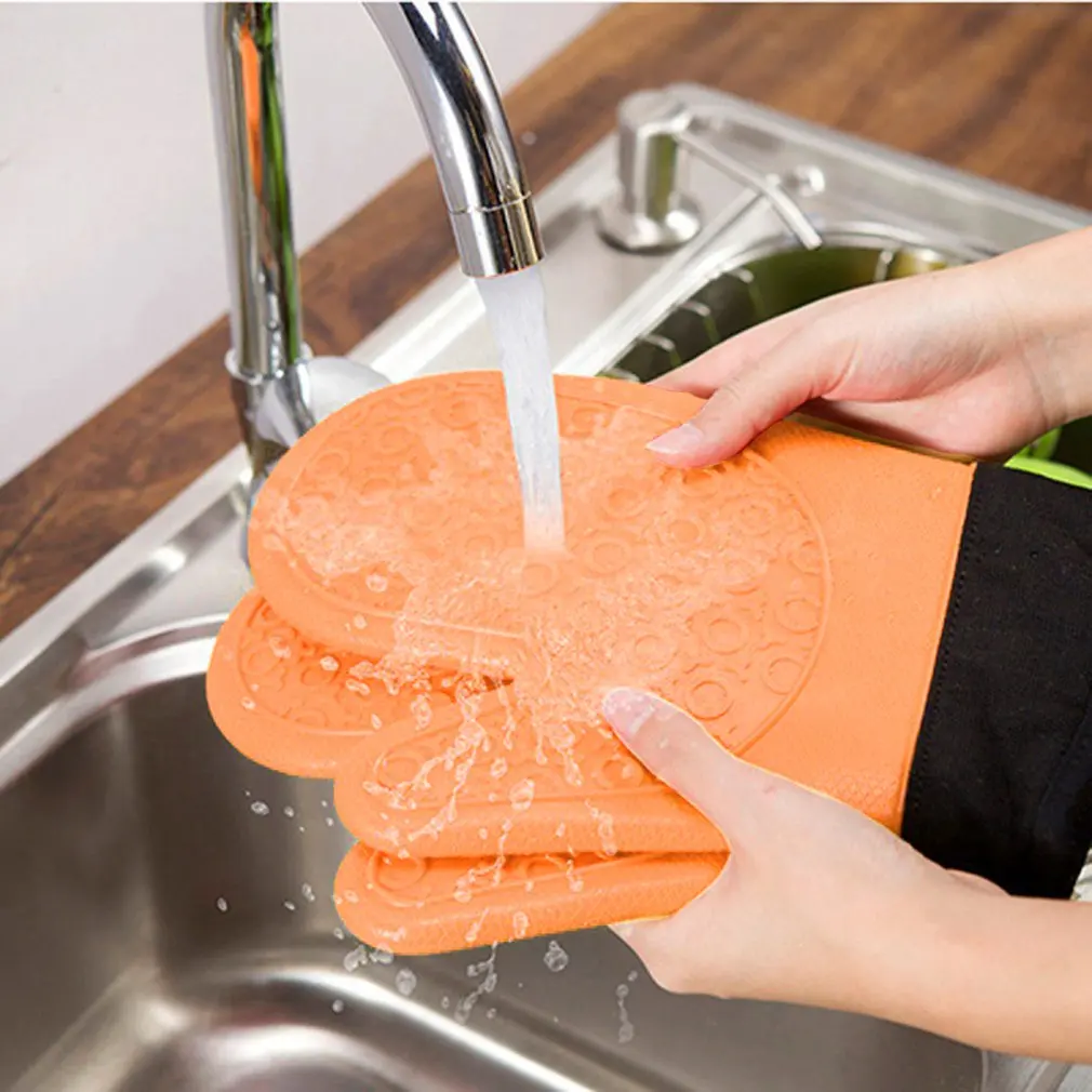 

Silicone Heat Resistant Oven Gloves Thickened Insulating Gloves Insulation For Kitchen Baking And Cooking