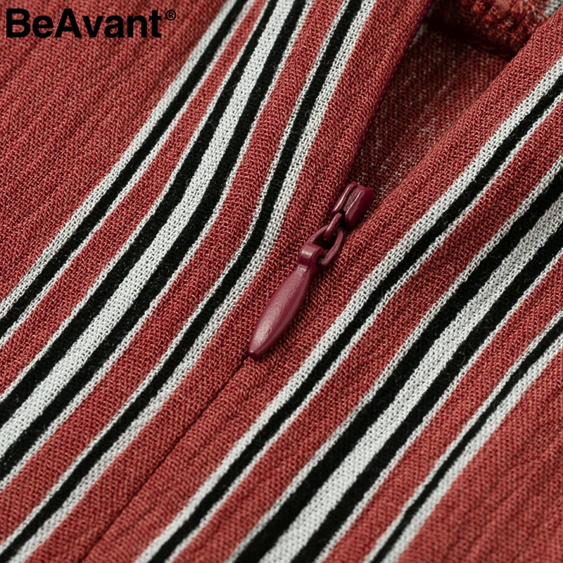 Женское платье в полоску BeAvant длинное льняное с оборками и открытой спиной на