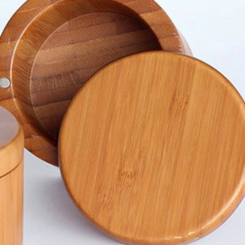 2Pcs Storage Boxes Salt Box Wooden Bamboo With netic Swivel Lid Container For Kitchen Containers Food | Дом и сад