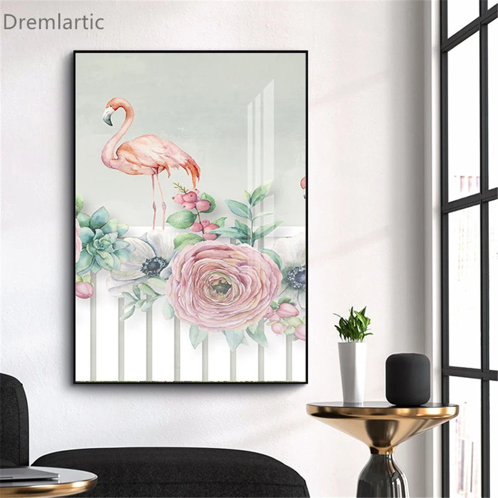 

Simple Flamingo Wall Art Canvas Paint Abstract Nordic Posters Minimalist Living Room Decor 21-128-2-59 3