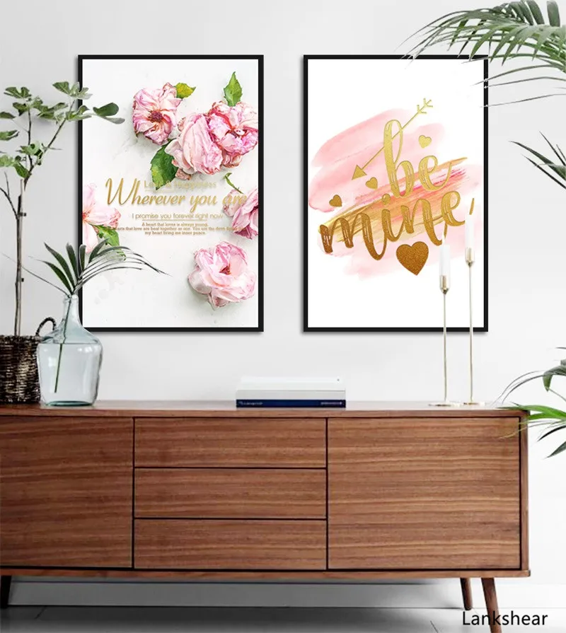 Картина на холсте с розовыми цветами настенные постеры и принты для гостиной