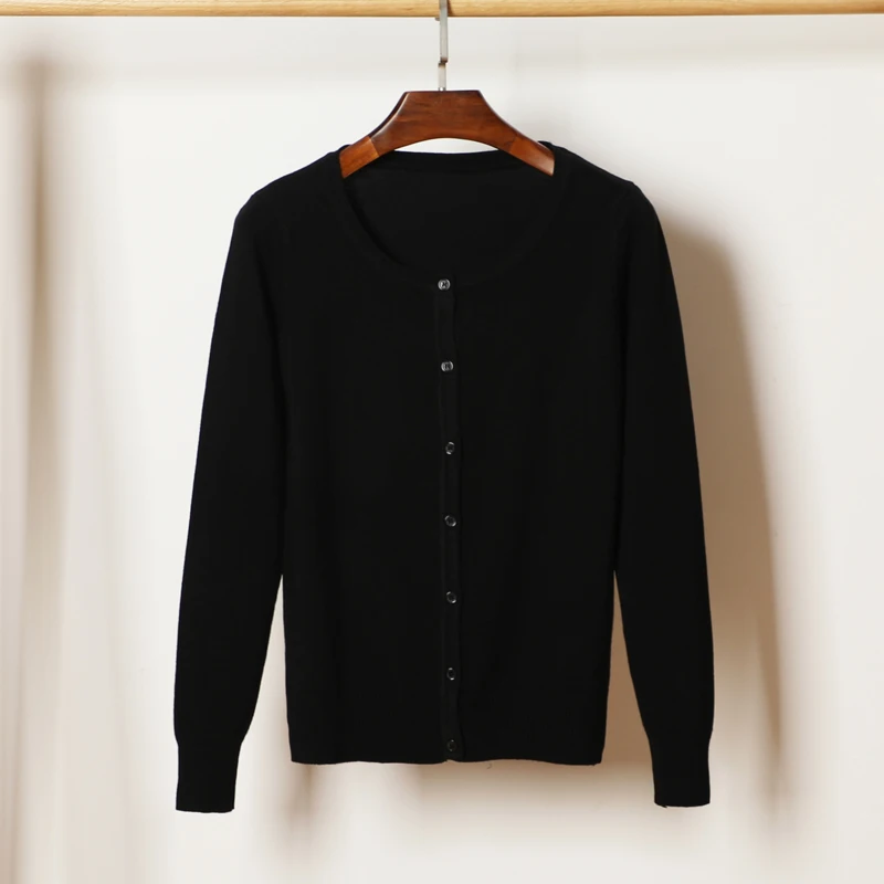 Весенне-осеннее женское трикотажное повседневное пальто с круглым вырезом