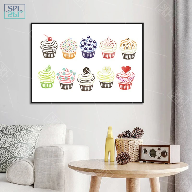 Картина на холсте абстрактные акварельные плакаты и принты торт с мороженым
