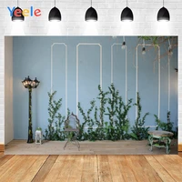 yeele blue wall wooden floor green leaves chair background photophone photography photo studio for decoration customized size