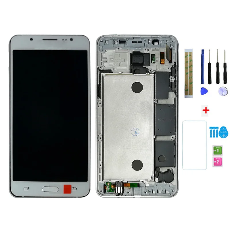 Для Samsung Galaxy J5 J510 ЖК-дисплей сенсорный экран J510FN J510F J510M J510H/DS экран регулировка яркости рамка Корпус - Цвет: White with Frame