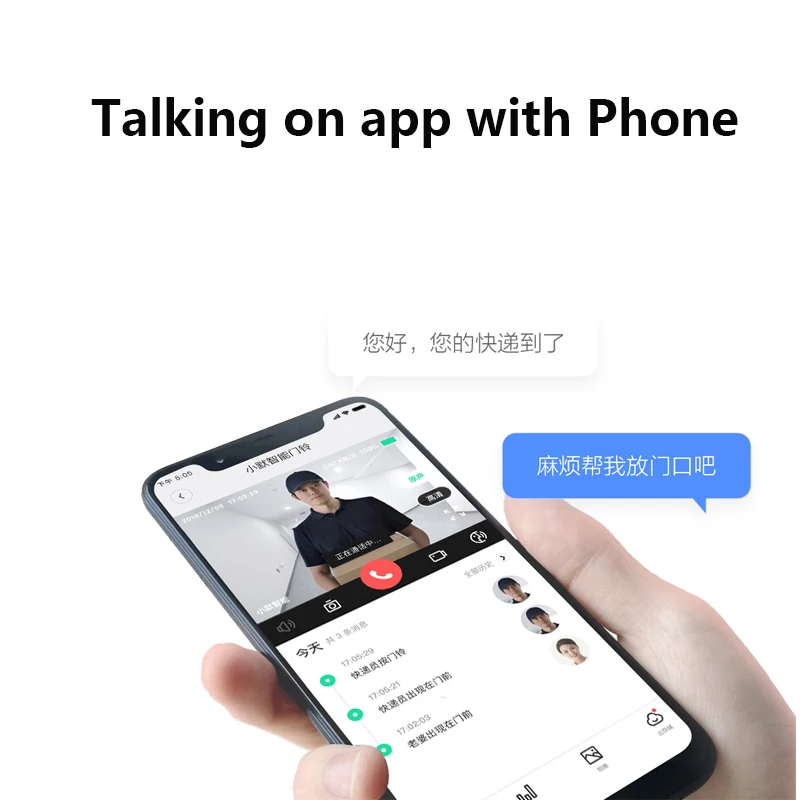Xiaomi Xiaomo AI распознавание лица 1080P ИК ночного видения видео дверной звонок Обнаружение движения SMS Push домофон