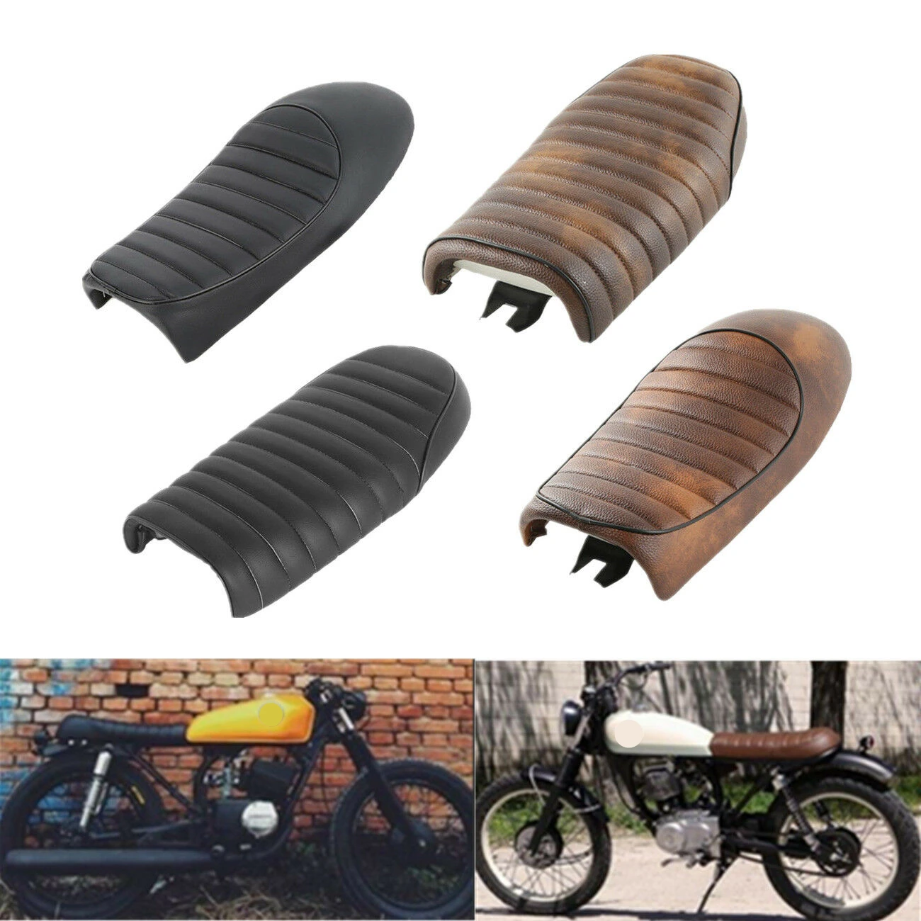 Винтажное седло для мотоцикла Cafe Racer Flat Brat & Hump Honda Suzuki Yamaha| |
