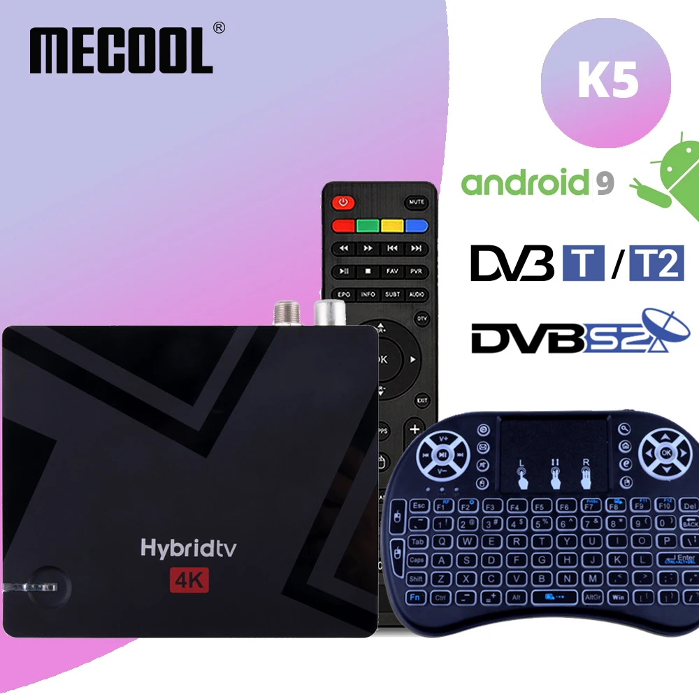 ТВ-приставка Mecool K5 Amlogic S905X3 четырехъядерный ARM 2 Гб 16 4G/5G 2T2R Wi-Fi BT 4 DVB T2 + S2 Android 9 0