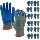 24 шт12 пар, высококачественные защитные рабочие перчатки для садоводства с вязаным полиэстеровым хлопковым вкладышем, поролоновые латексные пальмовые перчатки