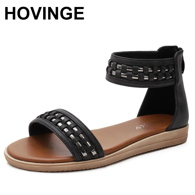 

HOVINGE women sandals 2021 Shoes Summer Flat Sandals Ladies Comfort Beach Casual Ladies Plus Size Sandals High Quality Sandals